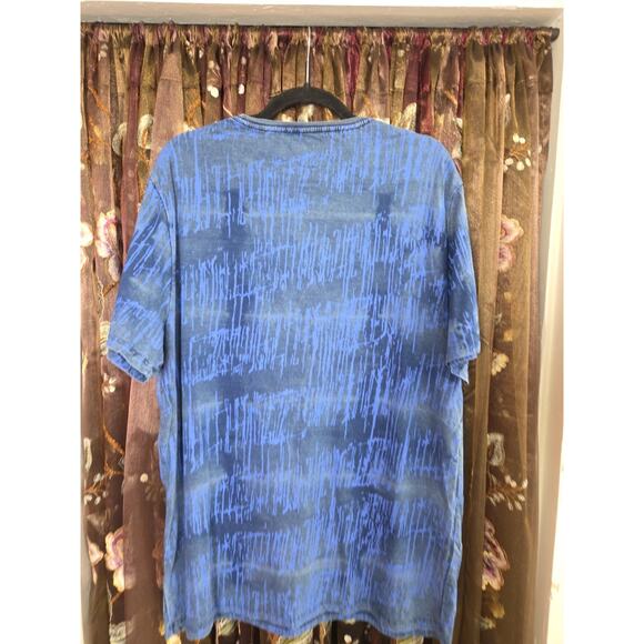 Buffalo David Bitton Men's Size XL Blue Dyed Ink Graphic Crew-Neck T-Shirt - Picture 10 of 12